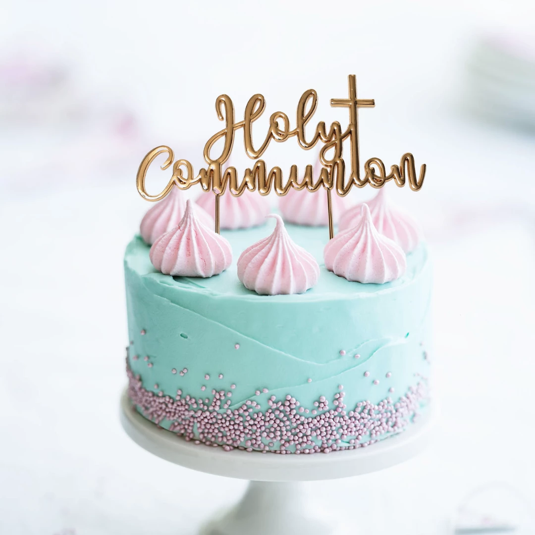 Sugar Crafty Rose Gold Plated Cake Topper - Holy Communion 4 Sugar Crafty Rose Gold Plated Cake Topper - Holy Communion