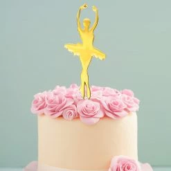 Mint Cake And Party Gold Ballerina Cake Topper