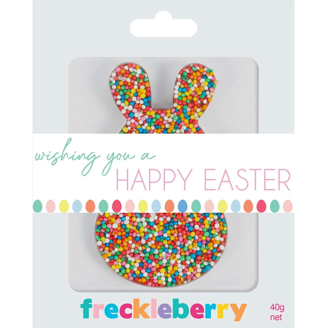Lollies, Fairy Floss & Chocolate Freckleberry Freckle Easter Bunny - Gift Sleeve | 40g 3 Lollies, Fairy Floss & Chocolate Freckleberry Freckle Easter Bunny - Gift Sleeve | 40g