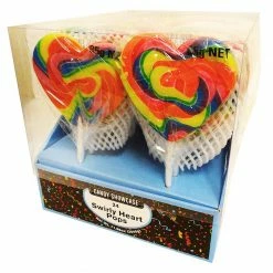 The Professors Large Rainbow Heart Lollipop Lollies, Fairy Floss & Chocolate