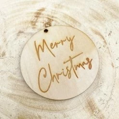 Allspex Timber Laser Cut Gift Tag 'Merry Christmas' Cake Toppers, Plaques & Candles