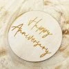 Allspex Cake Toppers, Plaques & Candles Timber Laser Cut Plaque 'Happy Anniversary'
