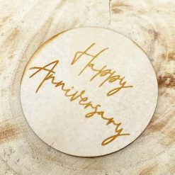 Allspex Cake Toppers, Plaques & Candles Timber Laser Cut Plaque 'Happy Anniversary'