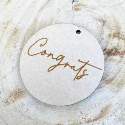 Allspex Timber Laser Cut Gift Tag 'Congrats'
