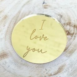 Allspex Cake Toppers, Plaques & Candles Gold Laser Cut Plaque 'I Love You'