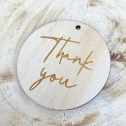 Allspex Cake Toppers, Plaques & Candles Timber Laser Cut Gift Tag 'Thank You'