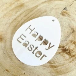 Allspex White Laser Cut Gift Tag ' Happy Easter' Block