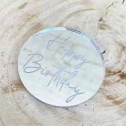 Allspex Cake Toppers, Plaques & Candles Silver Laser Cut Gift Tag 'Happy Birthday"