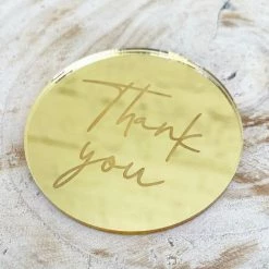 Allspex Gold Laser Cut Plaque 'Thank You' Cake Toppers, Plaques & Candles