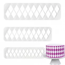 Cake Craft Diamond Pattern Impression Set | 3 Piece Cookie Cutters