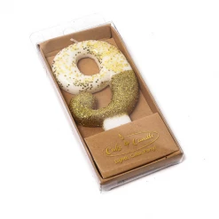 Cake And Candle Gold Glitter Dipped NUMBER Candles