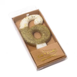Cake And Candle Gold Glitter Dipped NUMBER Candles