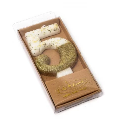 Cake And Candle Gold Glitter Dipped NUMBER Candles