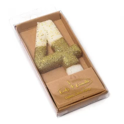 Cake And Candle Gold Glitter Dipped NUMBER Candles