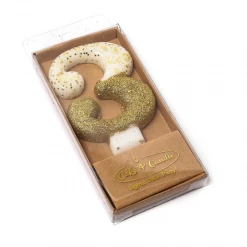 Cake And Candle Gold Glitter Dipped NUMBER Candles