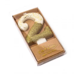 Cake And Candle Gold Glitter Dipped NUMBER Candles