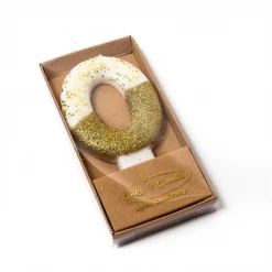 Cake And Candle Gold Glitter Dipped NUMBER Candles