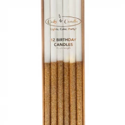 Cake And Candle Gold Glitter Cake Candles (12 Pack)
