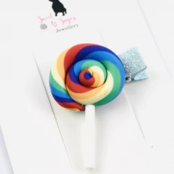 Sweet As Sugar Jewellery Rainbow Swirl Lollipop Hair Clip