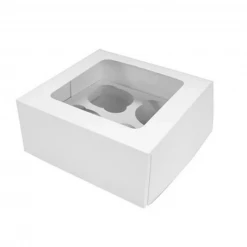 Cake Craft Boards, Boxes, Bags & Packaging White Display Cupcake Box - Mini 4 Holes
