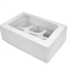 Cake Craft White Display Cupcake Box - Mini 6 Holes Boards, Boxes, Bags & Packaging