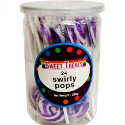 Mint Cake And Party Lollies, Fairy Floss & Chocolate Mini Purple And White Lollipops