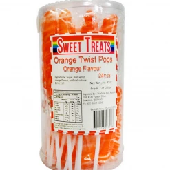 Sweet Treats Lollies, Fairy Floss & Chocolate Twist Pops - Orange