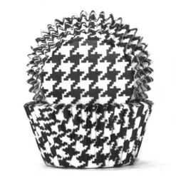 Mint Cake And Party #408 Black Hounds Tooth Cups - 100 Piece Pack Baking Cups
