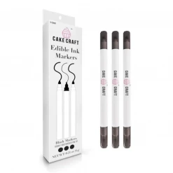 Cake Craft Edible Ink Markers | Black | 3 Pack Decorating Tools