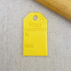 Custom Cookie Cutters Cutters, Embossers, Debossers Merry Christmas Gift Tag Cutter & Embosser