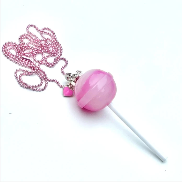 Sweet As Sugar Jewellery Pink Lollipop With Heart Chain Necklace 3 Sweet As Sugar Jewellery Pink Lollipop With Heart Chain Necklace