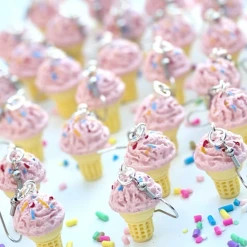 Sweet As Sugar Jewellery Strawberry Ice Cream Cone Dangle Earrings