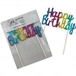 Mint Cake And Party Cardboard Rainbow Happy Birthday Cake Topper Cake Toppers, Plaques & Candles