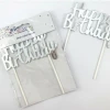 Mint Cake And Party Cardboard Silver Happy Birthday Cake Topper