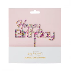 Cake And Candle Rainbow Glitter HAPPY BIRTHDAY 1 Cake Topper