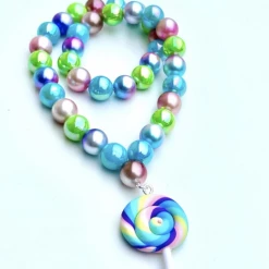 Sweet As Sugar Jewellery Pastel Lollipop Beaded Necklace