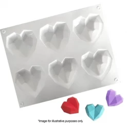Cake Craft 6 Mini 3D Geo Heart Silicone Mould Moulds