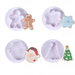 Cake Craft White Christmas Plunger Cutters - Pack Of 4