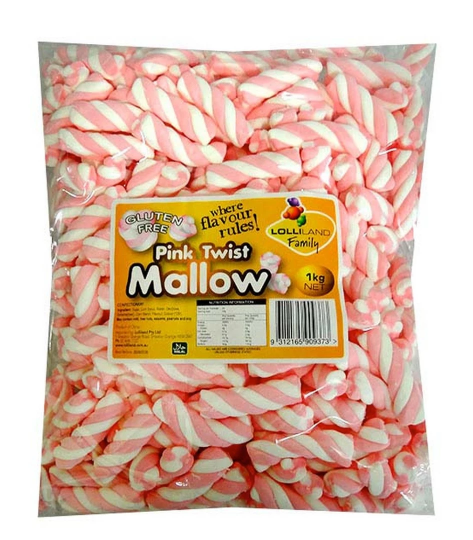 Lolliland Marshmallow Twists - Pink And White (1kg Bag) Lollies, Fairy Floss & Chocolate 3 Lolliland Marshmallow Twists - Pink And White (1kg Bag) Lollies, Fairy Floss & Chocolate