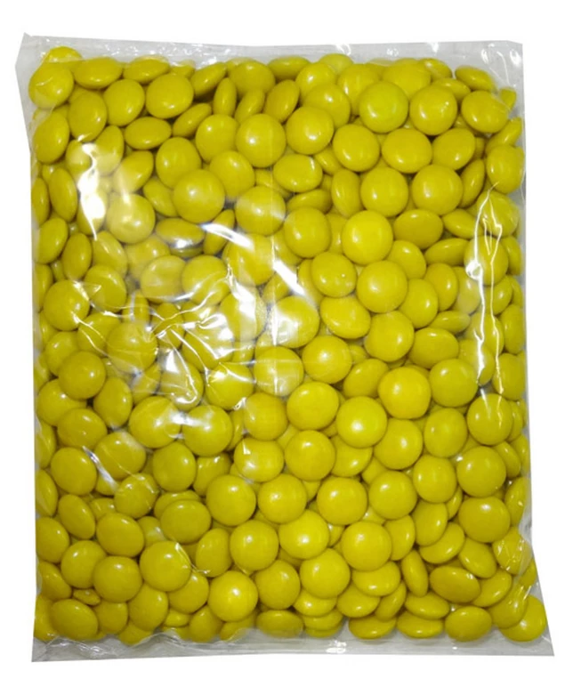 Mint Cake And Party Choc Drops - Yellow (500g Bag) 3 Mint Cake And Party Choc Drops - Yellow (500g Bag)