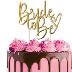 Cake Craft Cake Toppers, Plaques & Candles Bride To Be Metal Topper | Gold