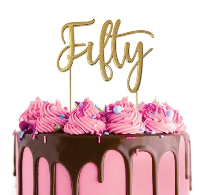 Cake Craft Cake Toppers, Plaques & Candles Fifty Metal Topper | Gold 3 Cake Craft Cake Toppers, Plaques & Candles Fifty Metal Topper | Gold
