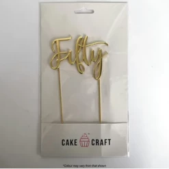 Cake Craft Cake Toppers, Plaques & Candles Fifty Metal Topper | Gold