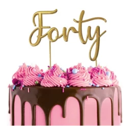 Cake Craft Forty Metal Topper | Gold Cake Toppers, Plaques & Candles