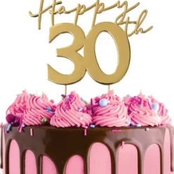 Cake Craft Cake Toppers, Plaques & Candles Happy 30th Metal Topper | Gold