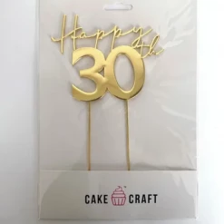 Cake Craft Cake Toppers, Plaques & Candles Happy 30th Metal Topper | Gold