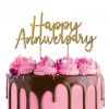 Cake Craft Cake Toppers, Plaques & Candles Happy Anniversary Metal Topper | Gold