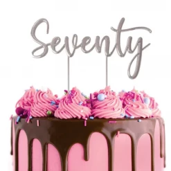 Cake Craft Seventy Metal Topper | Silver Cake Toppers, Plaques & Candles