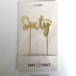 Cake Craft Sixty Metal Topper | Gold Cake Toppers, Plaques & Candles