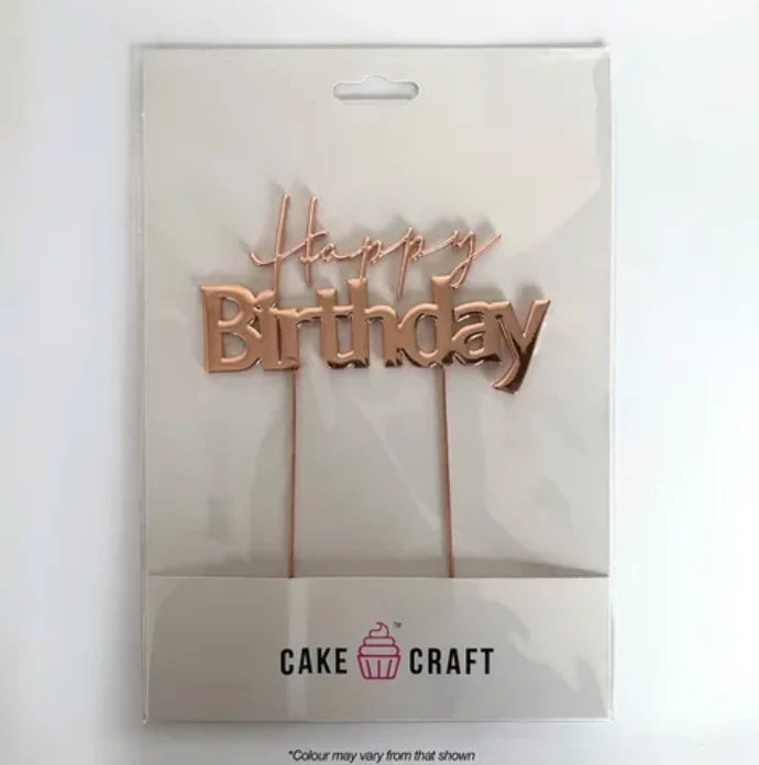 Cake Craft Happy Birthday Metal Topper | Rose Gold Cake Toppers, Plaques & Candles 4 Cake Craft Happy Birthday Metal Topper | Rose Gold Cake Toppers, Plaques & Candles